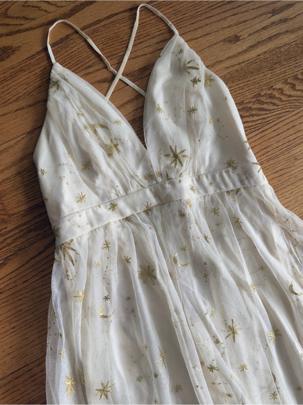 Entro Celestial Embroidered Ivory Strap Dress Bodice with Drawstring Detail - Picture 5 of 7